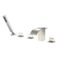 thumbnail image 1 of Roman Tub Faucet with Hand Shower, Waterfall Tub Filler Deck Mount Brushed Nickel, 1 of 12