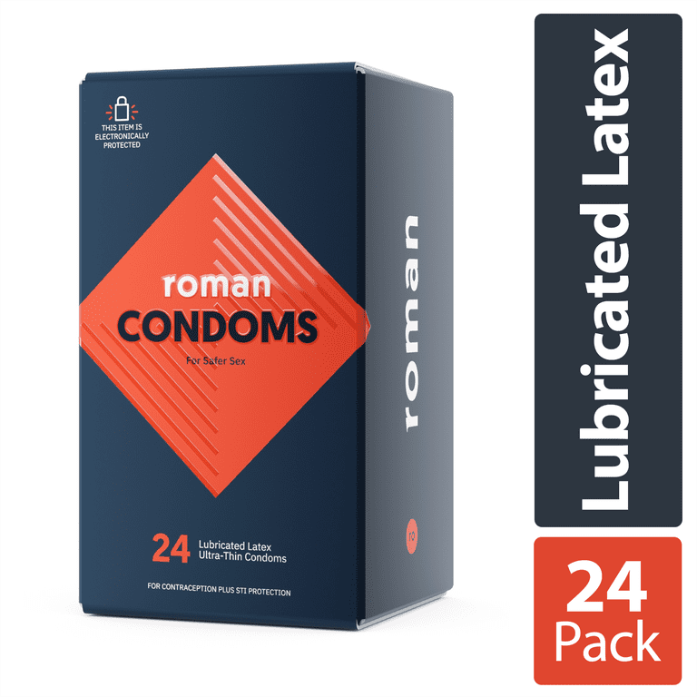 Roman Ultra Thin Condoms, 100% Natural Latex Lubricated Condoms, 24 Pack  HSA/FSA Eligible