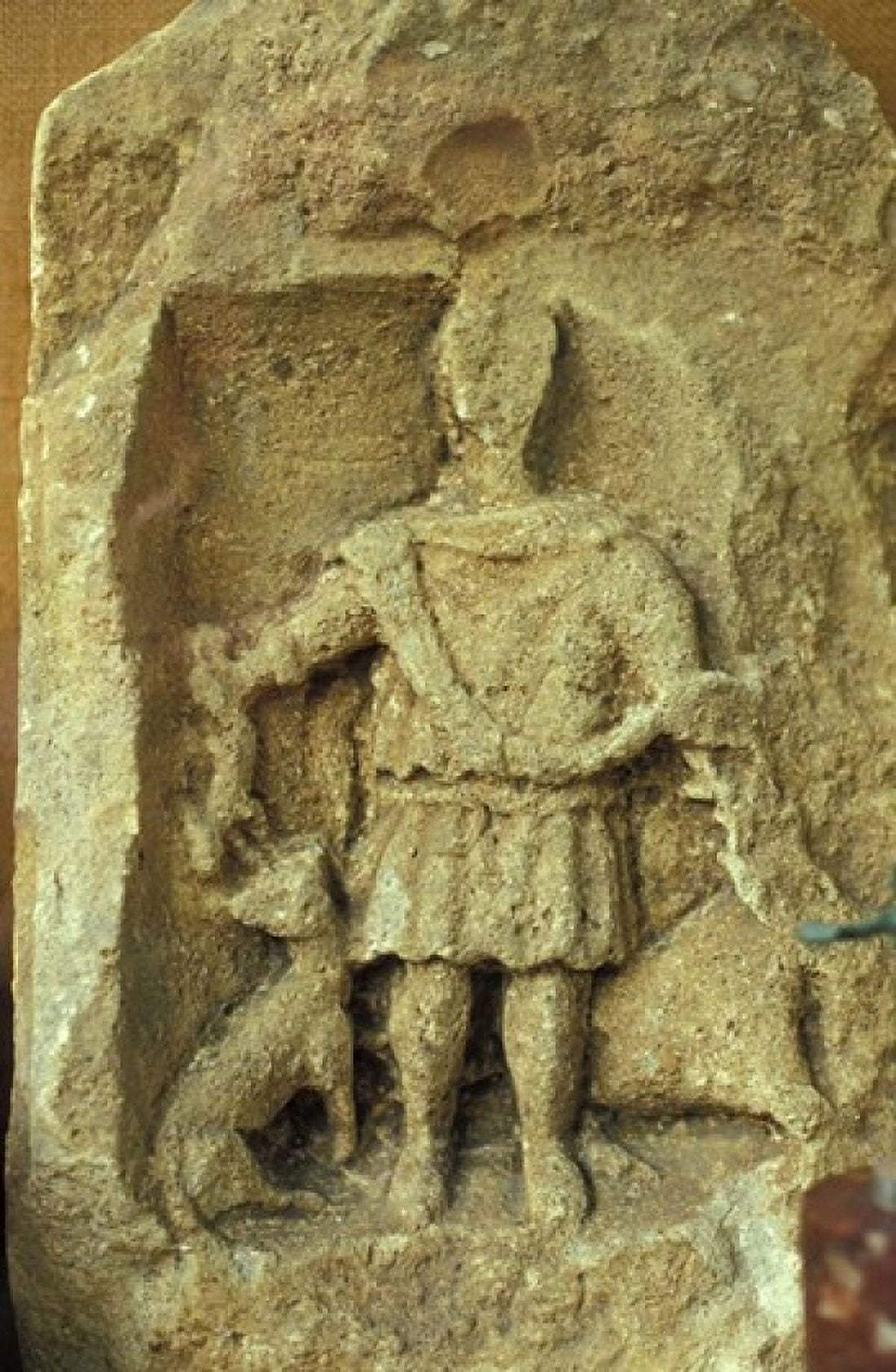 Roman Villa Huntsman Relief Cotswolds Gloucestershire England Canvas Art - Nik Wheeler DanitaDelimont (11 x 17)
