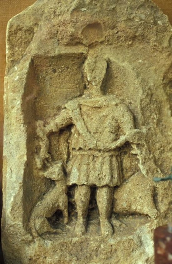 Roman Villa Huntsman Relief Cotswolds Gloucestershire England Canvas Art - Nik Wheeler DanitaDelimont (23 x 35)