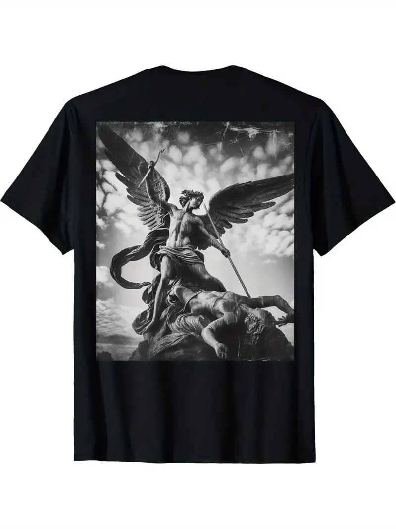 Roman Vintage Abstract Art Fallen Angel the Sky Black White T-Shirt ...