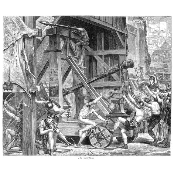 Roman Warfare. Nthe Catapult. 19Th Century Wood Engraving After A Painting By Sir Edward John Poynter 1868. Print by
