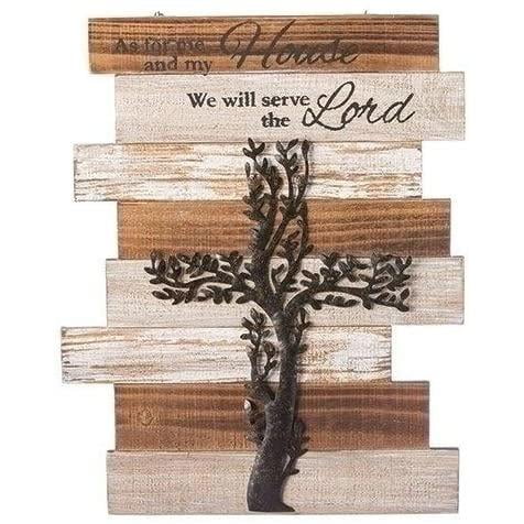 Roman Welcome Door Sign My House Plaq Tree of Life Brown in Color