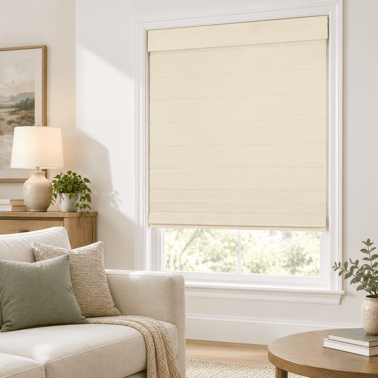 Roman Window Shades, Oat Beige, 33.5