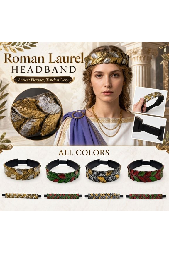 Roman Wreath Headband Gold Olive Leaf Crown Accessory for Halloween Party Greek Myth Theatrical Prop 20 X 2 Inch