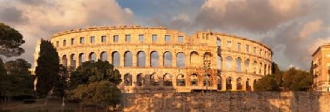 Roman amphitheater at sunset Pula Istria Croatia Canvas Art - Panoramic Images (36 x 12)