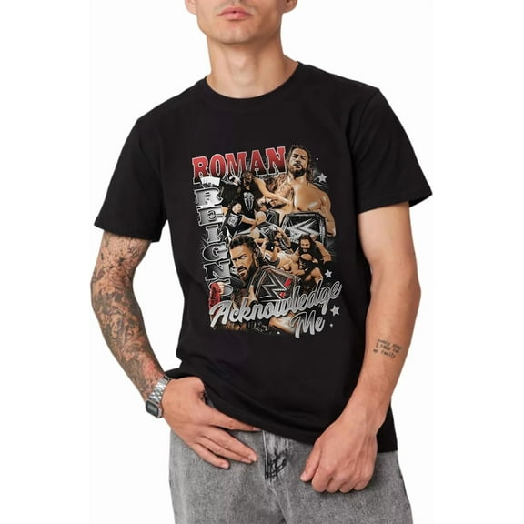 Roman and Reigns Wrestling T Shirts Cotton Short Sleeve Crewneck Cool Top Clothing for Wrestling Enthusiasts and Fans