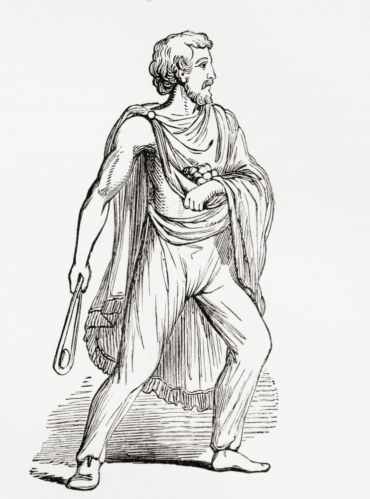 A Roman slinger after a figure on the Column of Antoninus in Rome From The Imperial Bible Dictionary published 1889 Canvas Art - Ken Welsh Design Pics (24 x 32)