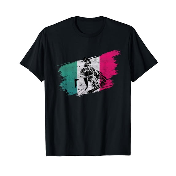 Roman soldier with vintage Italy flag T-Shirt Men Women Casual Vintage T-Shirt