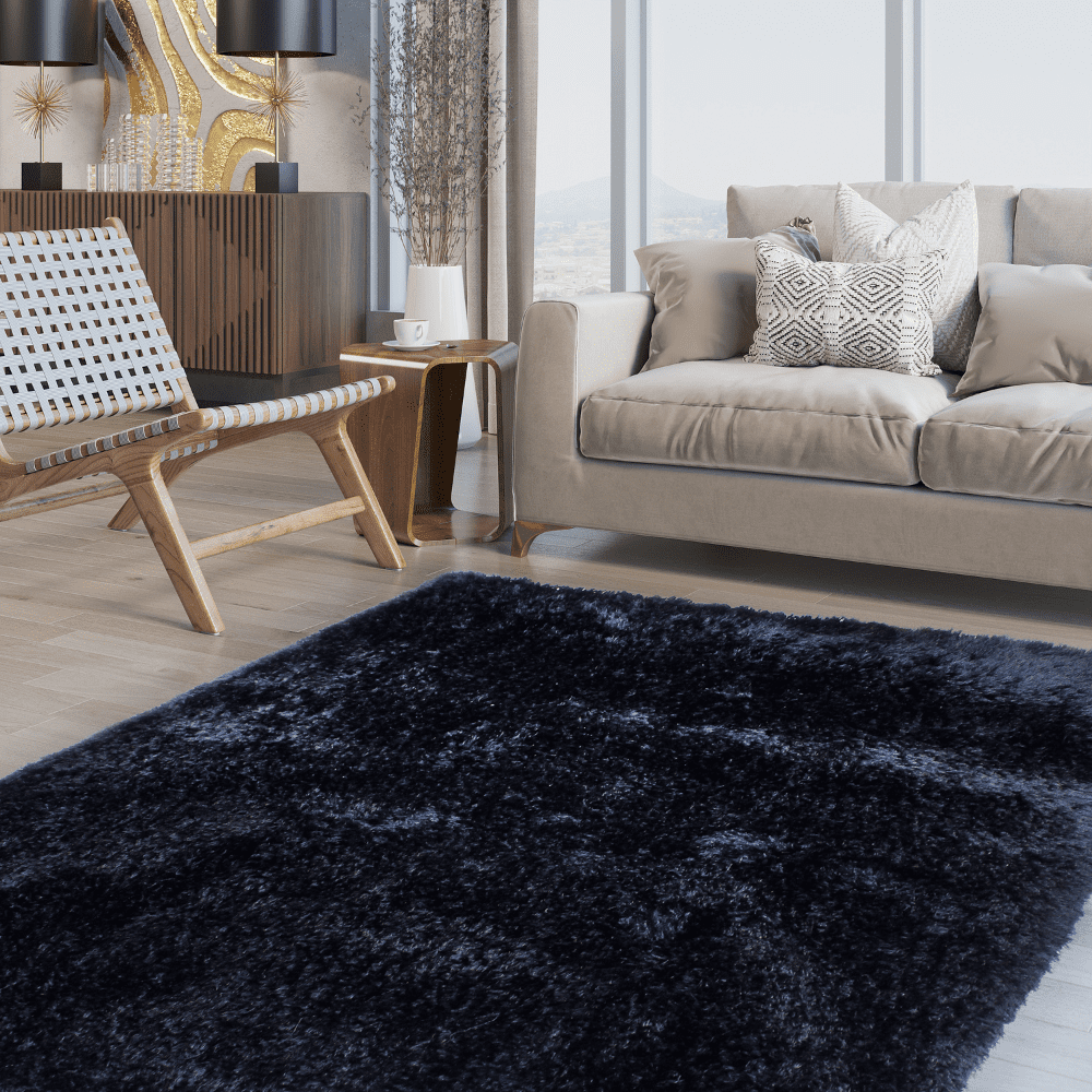 Romance Black 4x5 ft Solid Shag Area Rug - Walmart.com
