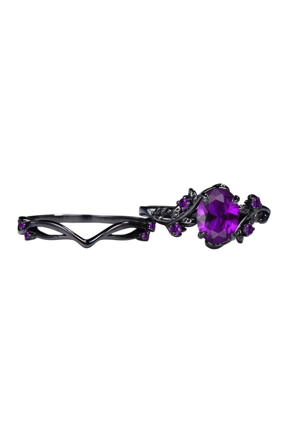 Romance Black Rose Vintage Rings Pair Featuring Interlaced Branch Design And Allergy Resistant Metal For Daily Wear