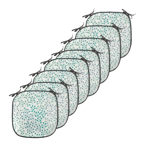 Romance Chair Seating Cushion, Branch in Old Fashioned Romantic Minimalist Style Simplistic Art Print, Soft Seat Pads for Office with Anti-slip Backing, 16"x16", Teal Slate Blue, by Ambesonne