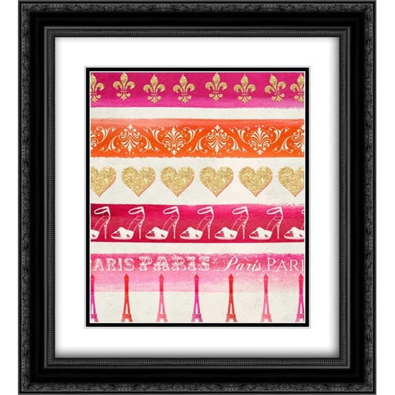 Romance Collection Pattern 2x Matted 20x22 Black Ornate Framed Art Print by Amori, Miyo