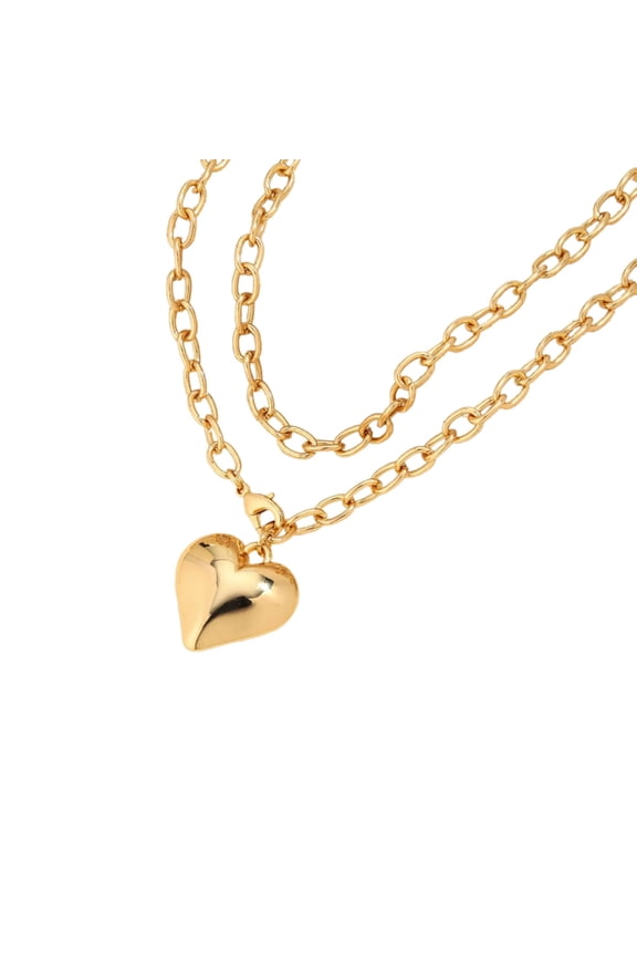 Romance Double Heart Copper Necklace Lightweight Sturdy Jewelry Perfect Gift