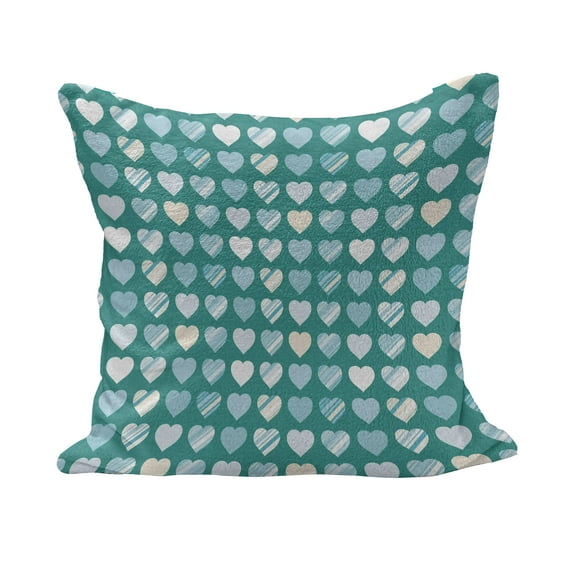 Romance Fluffy Throw Pillow Cushion Cover, Heart Lovers Famous Universal Signic Design, Decorative Square Accent Pillow Case, 18" x 18", Jade Green Seafoam Cream, by Ambesonne