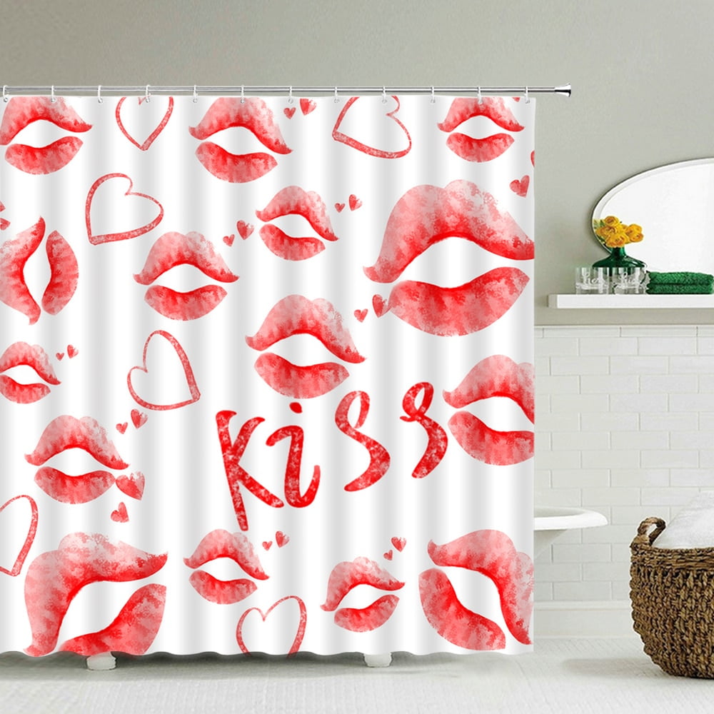 Romance Kiss Love Polyester Fabric Bath Curtain 3d Printed Shower