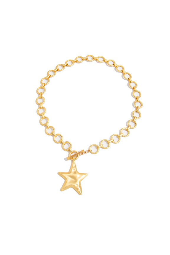 Romance Love Symbol Clavicle Chain Star OT Clasp Pendant Necklace Iron Alloy Charm Jewelry For Daily Wear