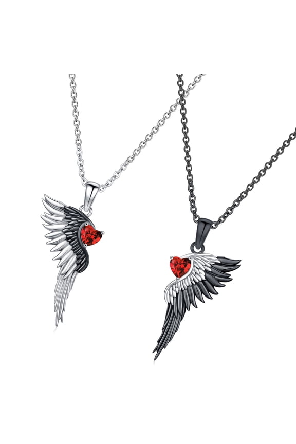 Romance Love Symbol Necklace With Angel Devil Charm Elegant Unisex Jewelry For Couples