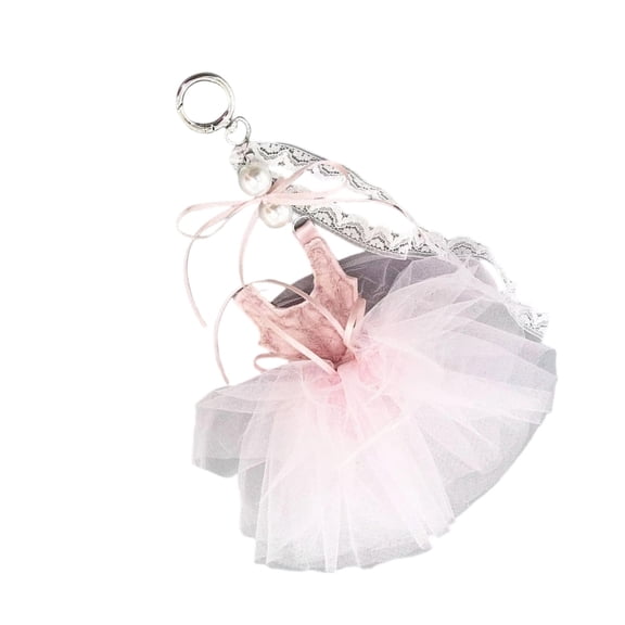 Romance Pearls Embroidered Shoe Charm With Soft Mesh Fabric Artistic Ballet Shoe Pendant For Bag Personalization
