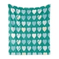 thumbnail image 1 of Romance Soft Flannel Fleece Throw Blanket, Heart Lovers Famous Universal Signic Design, Cozy Plush for Indoor and Outdoor Use, 50" x 70", Jade Green Seafoam Cream, by Ambesonne, 1 of 6