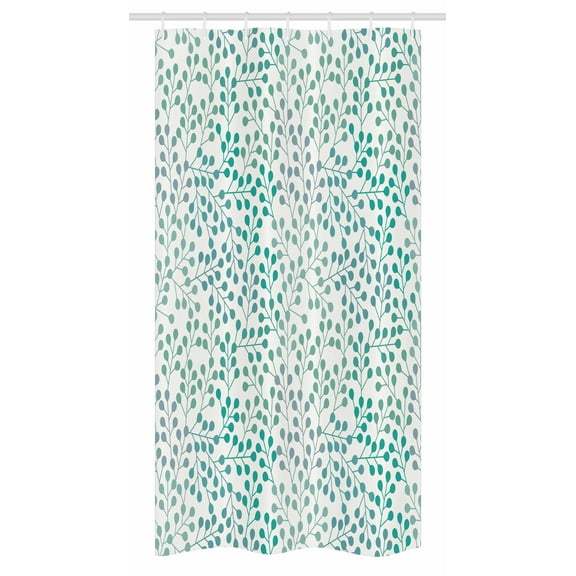 Romance Stall Shower Curtain, Branch in Old Fashioned Romantic Minimalist Style Simplistic Artwork Print, Fabric Bathroom Set with Hooks, 36W X 72L Inches Long, Teal Slate Blue, by Ambesonne