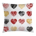 thumbnail image 1 of Romance Throw Pillow Cushion Cover, Hand Drawn of Heart Figures Icons Love Valentines Wedding Theme Print, Decorative Square Accent Pillow Case, 16 X 16 Inches, Light Coffee Black Red, by Ambesonne, 1 of 2