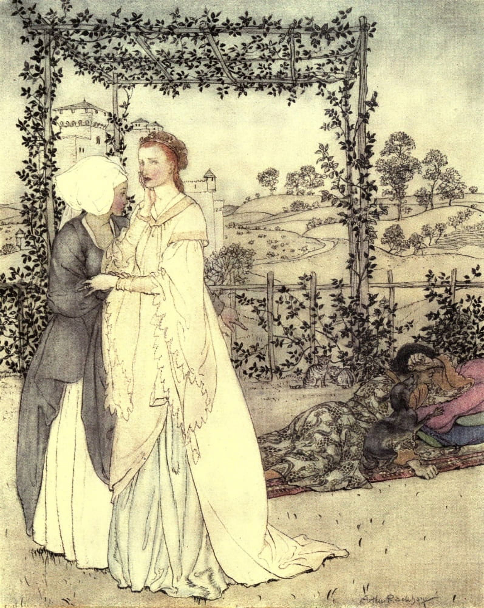 Romance of King Arthur 1917 In the Garden Canvas Art - A Rackham (24 x 36)