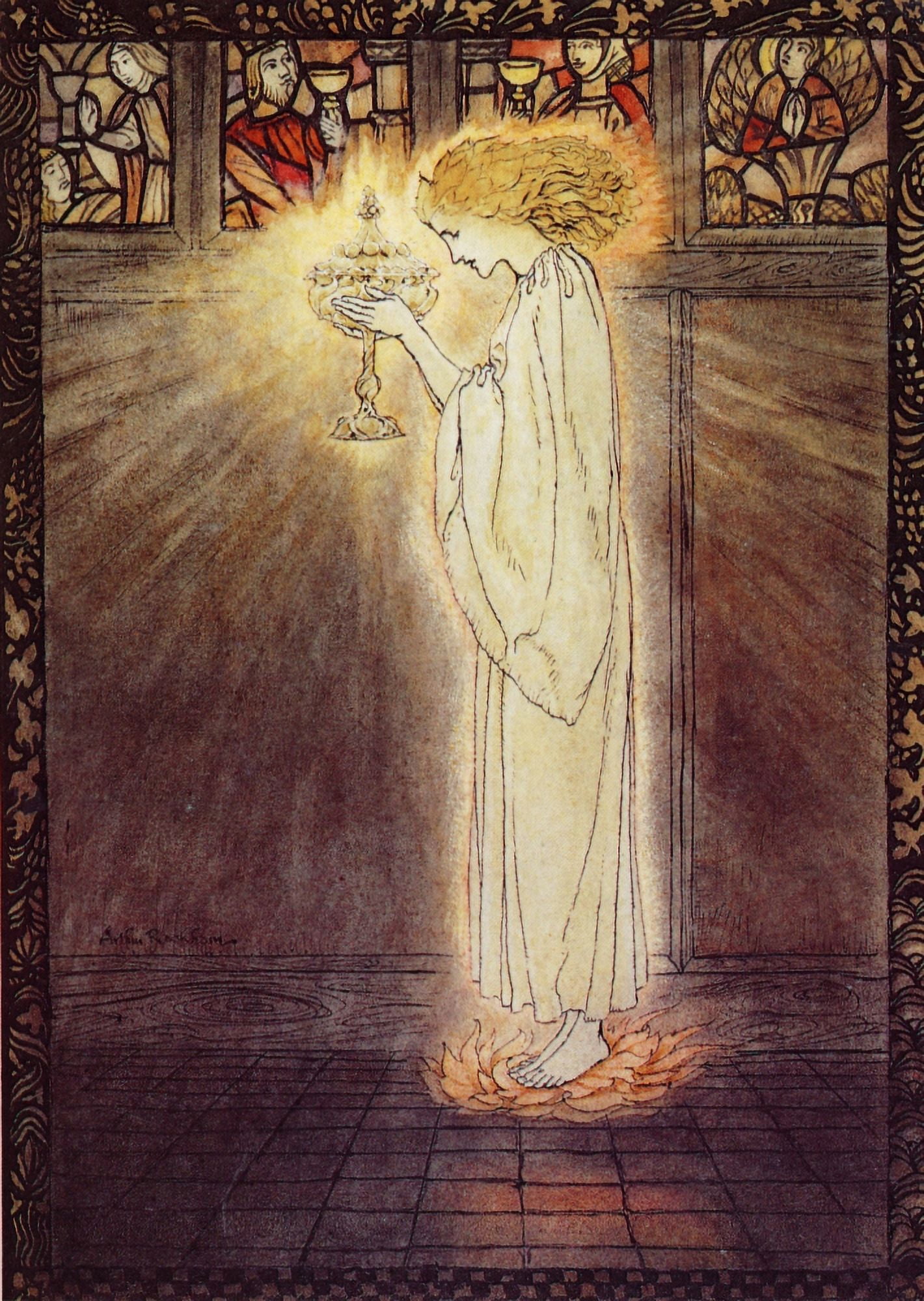 Romance of King Arthur 1917 Maiden in Sangreal Canvas Art - A Rackham (18 x 24)