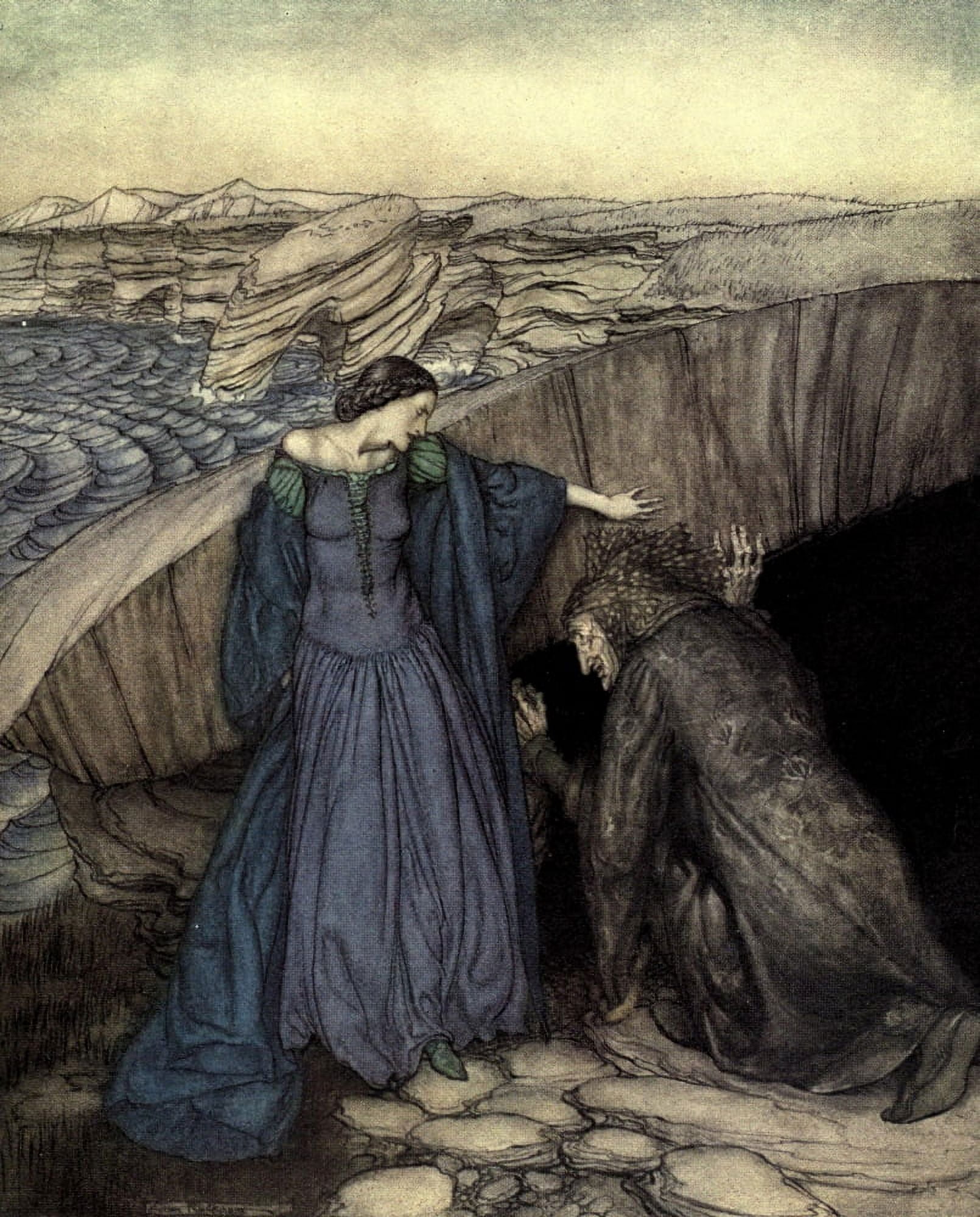 Romance of King Arthur 1917 Merlin & Nimue Canvas Art - A Rackham (24 x 36)