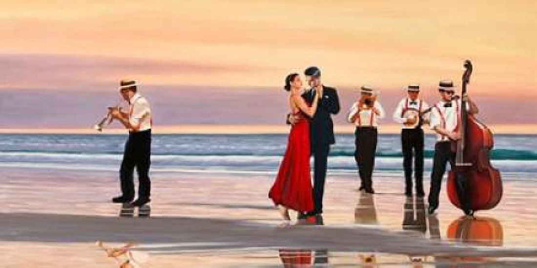 Romance on the beach Canvas Art - Pierre Benson (24 x 48)