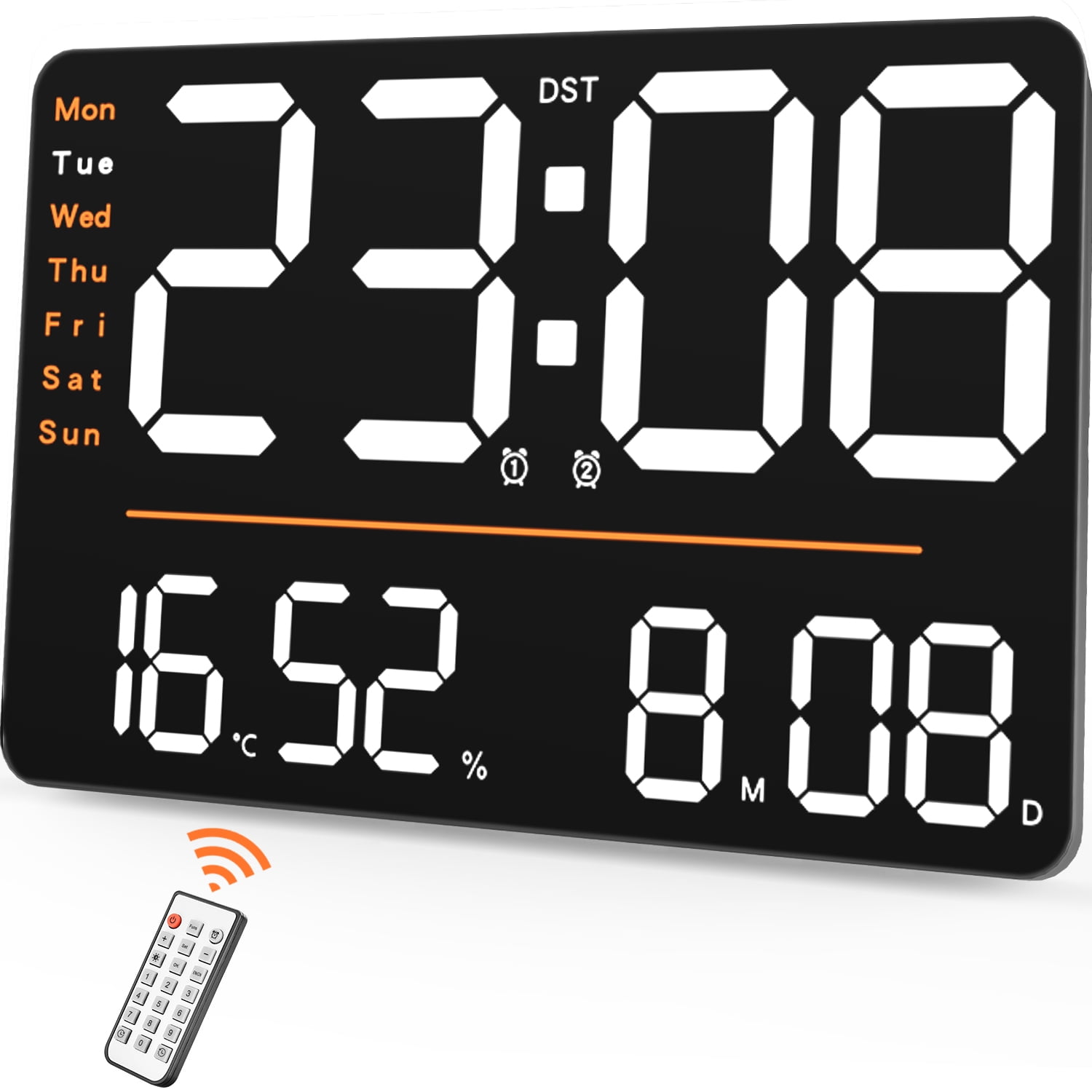 Romanda 15 Inch Large Digital Wall Clock for Living Room, LED Digital