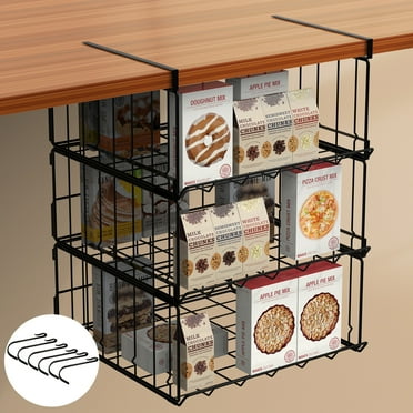 Romanda 3 Pack Carbon Steel Under Shelf Basket, 3.4 Gallon/12.89 L Large Under Shelf Storage Basket, Space Saving Kitchen Organizers and Storage, Strong Closet Organizers and Storage Basket, Black
