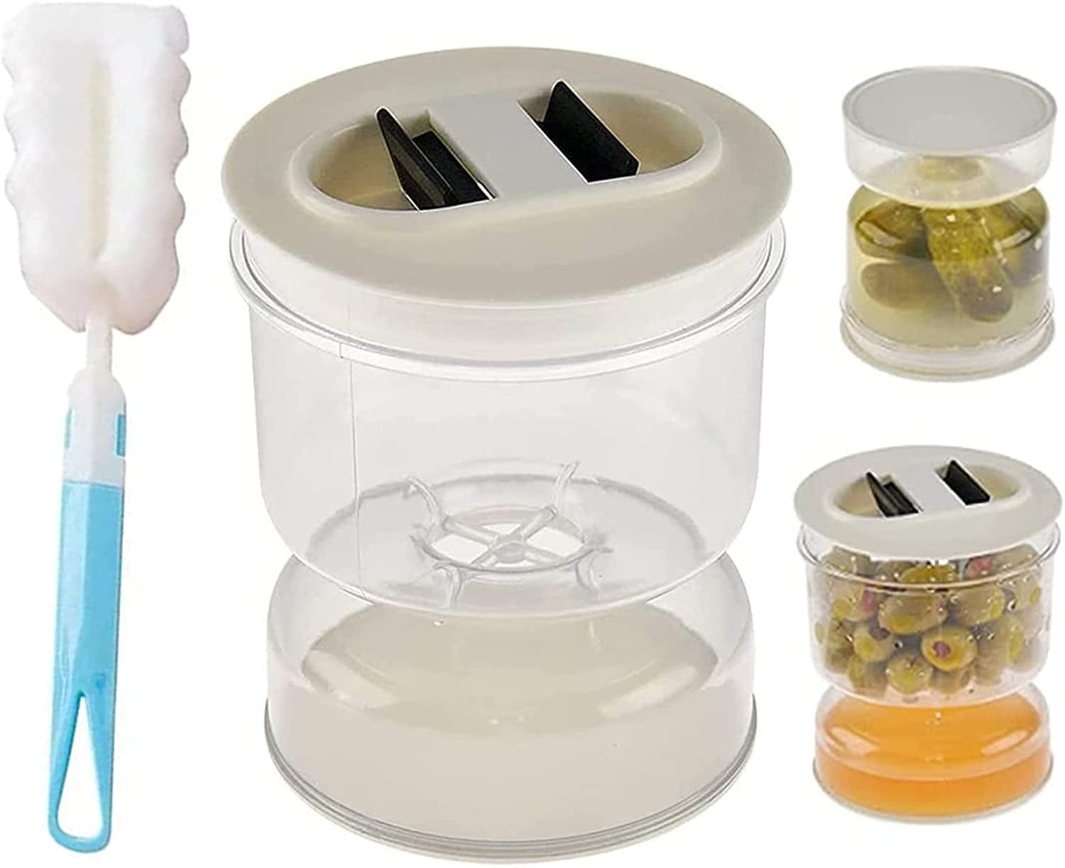 Travelwant Pickle and Olive Hourglass Jar Juice Separator Pickle