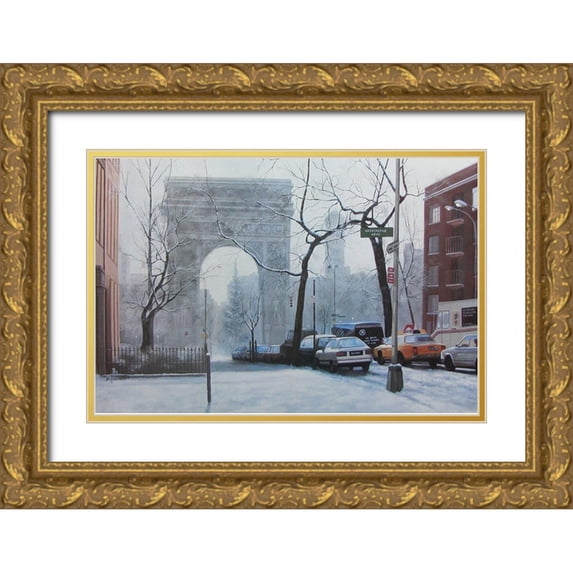 Romanello, Diane 14x11 Gold Ornate Wood Framed with Double Matting Museum Art Print Titled - Washington Square