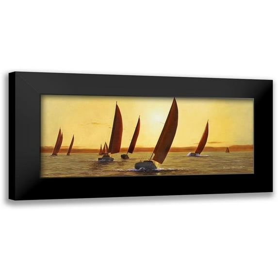 Romanello, Diane 14x8 Black Modern Framed Museum Art Print Titled - Sailing-Sailing