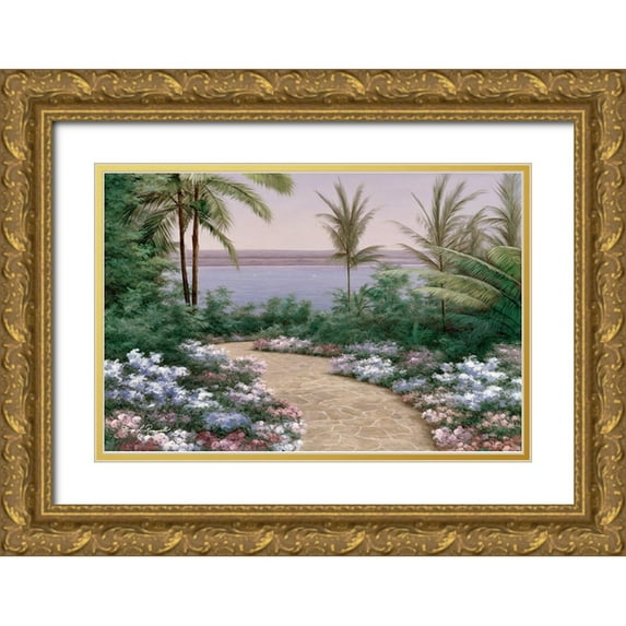 Romanello, Diane 18x13 Gold Ornate Wood Framed with Double Matting Museum Art Print Titled - Floral Breeze