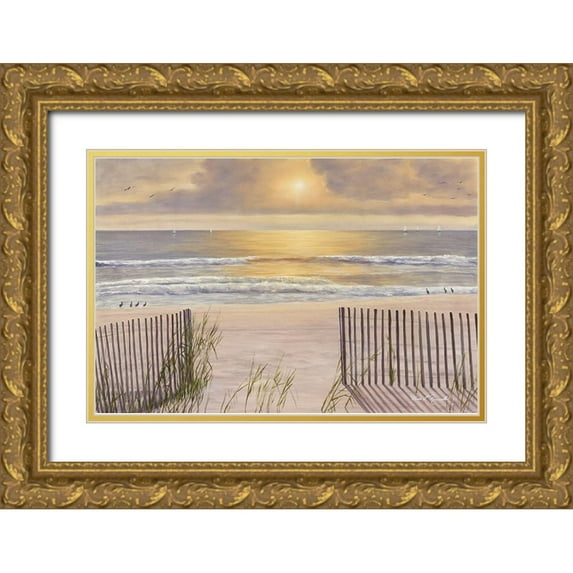 Romanello, Diane 24x17 Gold Ornate Wood Framed with Double Matting Museum Art Print Titled - Beach Light