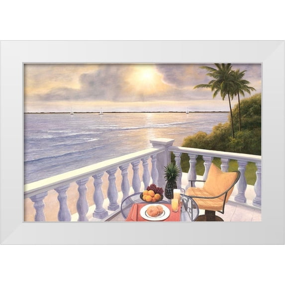 Romanello, Diane 24x17 White Modern Wood Framed Museum Art Print Titled - Breakfast on the Veranda