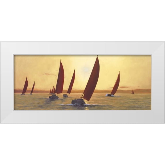Romanello, Diane 32x15 White Modern Wood Framed Museum Art Print Titled - Sailing Sailing