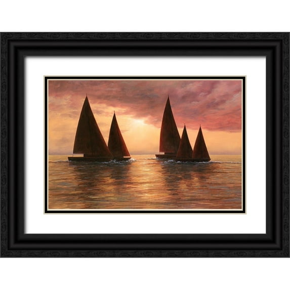 Romanello, Diane 32x23 Black Ornate Wood Framed with Double Matting Museum Art Print Titled - Dream Sails