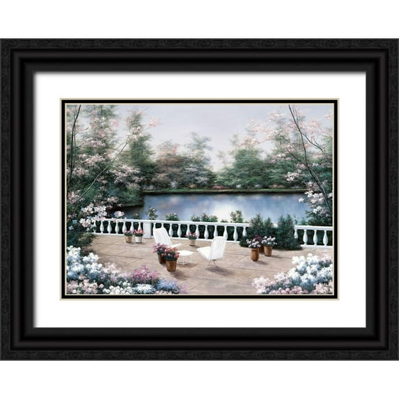 Romanello, Diane 32x24 Black Ornate Wood Framed with Double Matting Museum Art Print Titled - Terrace View