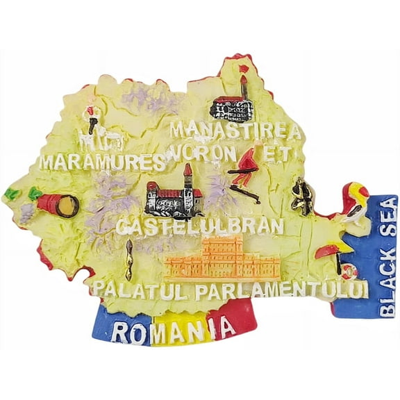 Romania 3D Map Fridge Magnet Souvenir Gift,Resin Handmade Romania Refrigerator Magnet Home Decoration Collection