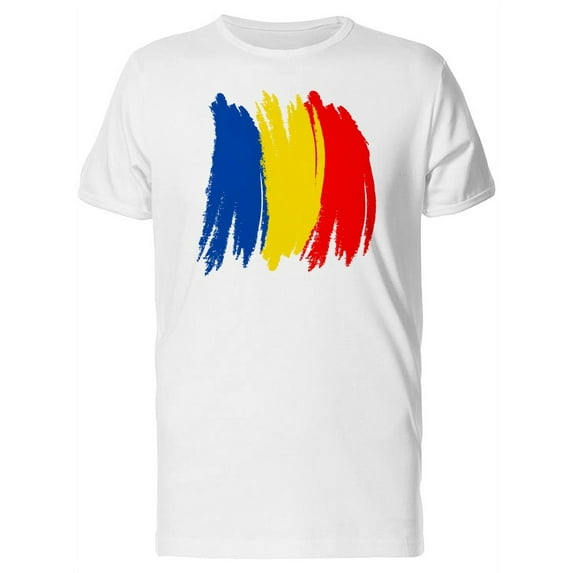 Romania Flag Brush Paint T-Shirt Men -Image by Shutterstock, Male 3X-Large