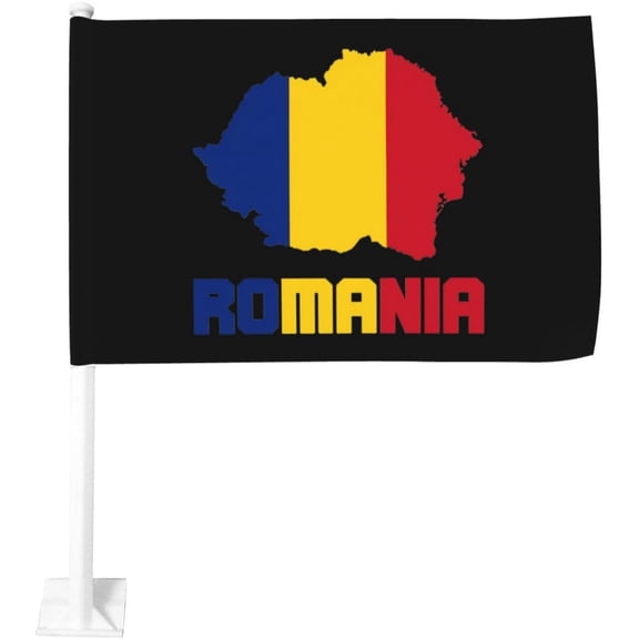 Romania Flag Map Car Flag 12x18 Inch Window Clip Flag - Double Sided Fade Resistant Outdoor Decoration Let Your Cars Stand Out