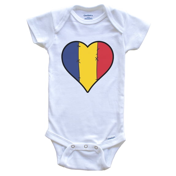 Romania Heart Romanian Flag Baby Bodysuit