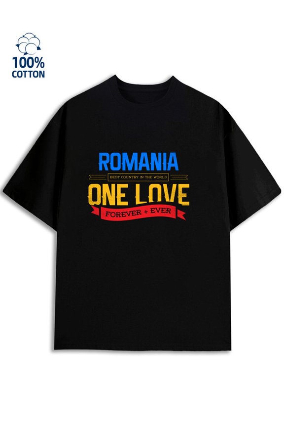 Romania Love Tee men lovers 180G 100% Cotton black full y2k Vintage Unisex Shirt Graphic tshirts Basic Unisex Shirt Crewneck tshirts Classic Unisex Shirt Graphic Tee tshirts