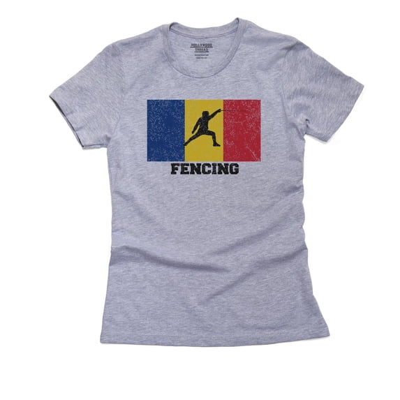 Romania Olympic - Fencing - Flag - Silhouette Women's Cotton Grey T-Shirt
