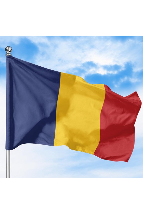 Romania Outdoor Flag (1x1.5ft) by DreamController - Durable, Fade-Resistant Polyester, Double-Stitched, Brass Grommets - HD Printed Eastern Europe Flag - Made in USA