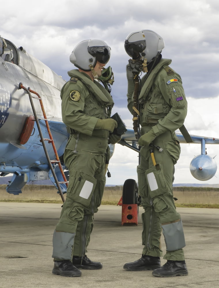 Romanian Air Force MiG-21C pilots at Camp Turzii Air Base Romania Canvas Art - Giovanni CollaStocktrek Images (24 x 32)