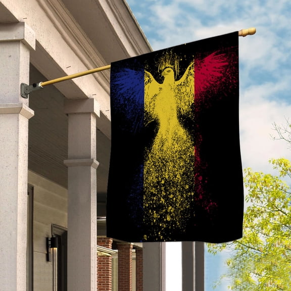 Romanian Flag With Eagle Painting - Proud Romania House Flag (29.5x39.5) Double-Sided Decorative Polyester Indoor/Outdoor Flag